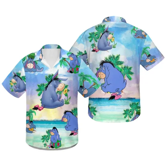 Eeyore Donkey Hawaiian Aloha Shirt