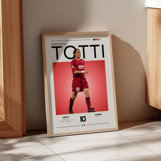 Discover Francesco Totti AS Roma Poster: Retro Italian Soccer Wall Art