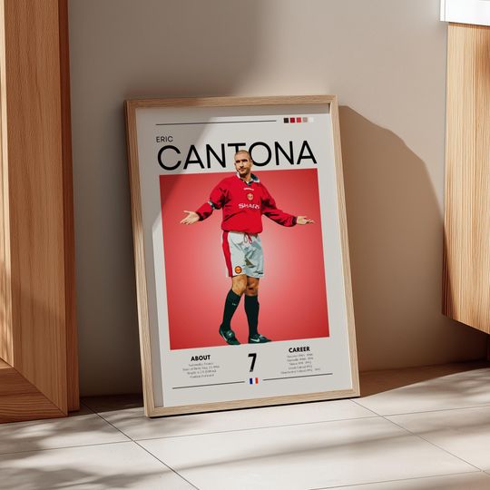 Discover Eric Cantona Manchester United Poster: Retro Football Legend Wall Art