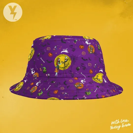 Jack Skellington and Sally Bucket Hat, Disney Halloween Bucket Hat, The Nightmare before Christmas Gift, Family Christmas gift