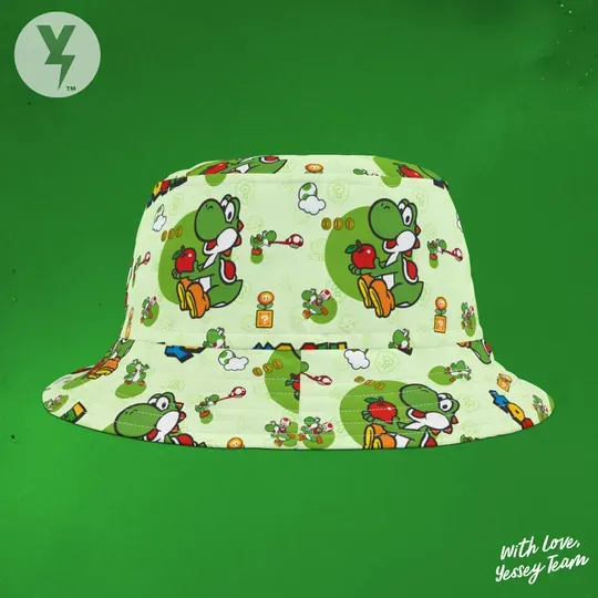 Yoshi Super Mario Bucket Hat, Super Mario Bucket Hat, Universal Super Mario Gift, Family Christmas gift