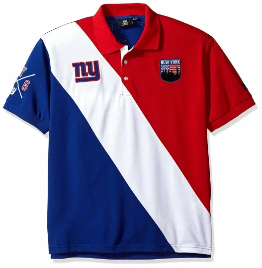Discover Klew football Men's New York Giants City Crest Diagonal Stripe Polo Shirt
