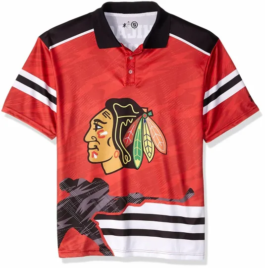 Discover Forever Collectibles Chicago Football Team Blackhawks Thematic Polo Shirt, Gift for Fan