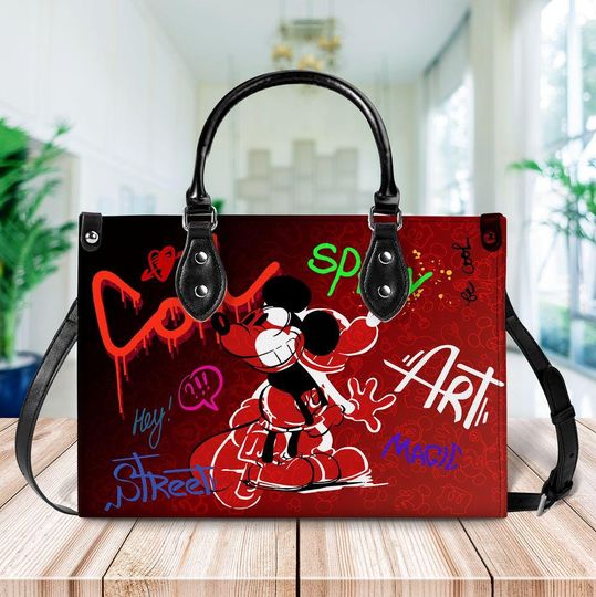 Discover Personalized Disney Mickey Leather Handbag, Mickey Disney Leather Handbag, Vintage Crossbody Bag, Gifts for Women