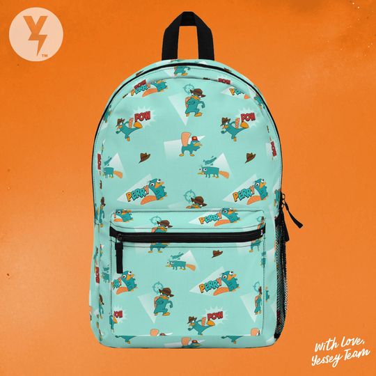 Perry the Platypus Backpack, Disney Phineas and Ferb Backpack, Perry Agent P Christmas Gift, Disney Pixar Christmas gift