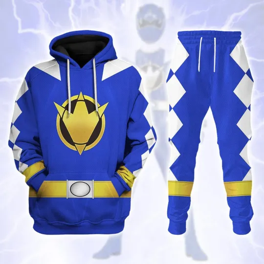 Discover 3D Power Ranger Dino Thunder Blue Hoodie Apparel