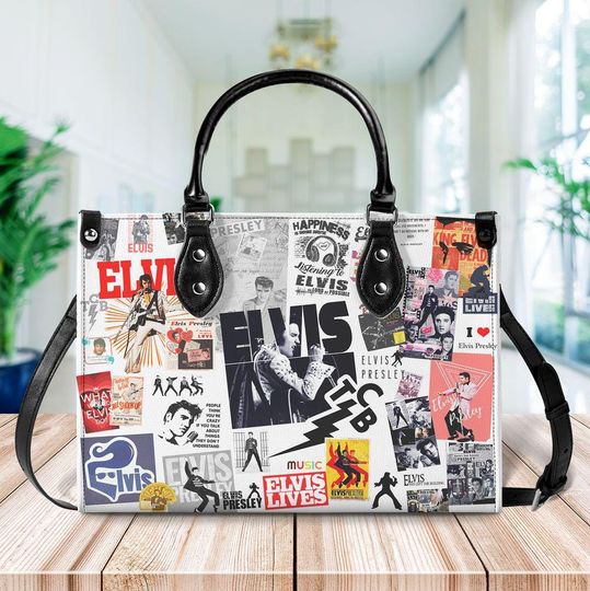 Discover Elvis Presley Music Women Leather Handbag,Elvis Presley Wallet,Custom Leather Bag,Elvis Presley Lover Handbag,Personalized Bag, Gift For Mom
