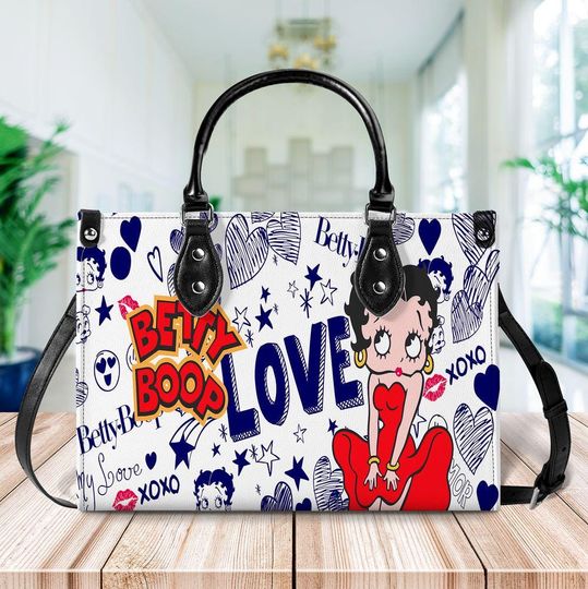 Discover Betty Boop Cartoon Women Leather Handbag, Betty Boop Wallet, Custom Leather Bag, Personalized Bag, Betty Boop Lover's Handbag, Gift For Mom
