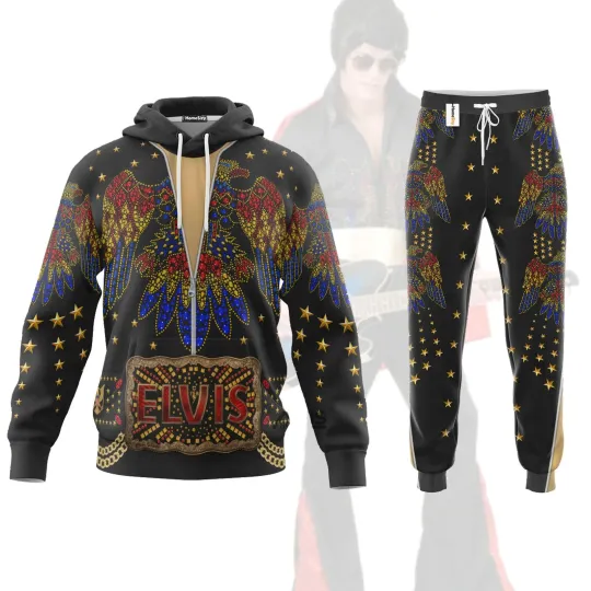 Elvis Presley Eagle Black Cosplay Costume - Hoodie Set