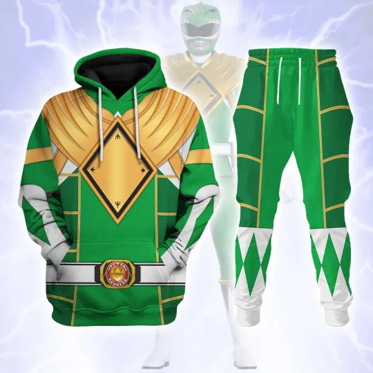 Discover Green Ranger Dragon Shield Mighty Morphin Cosplay - Hoodie Set
