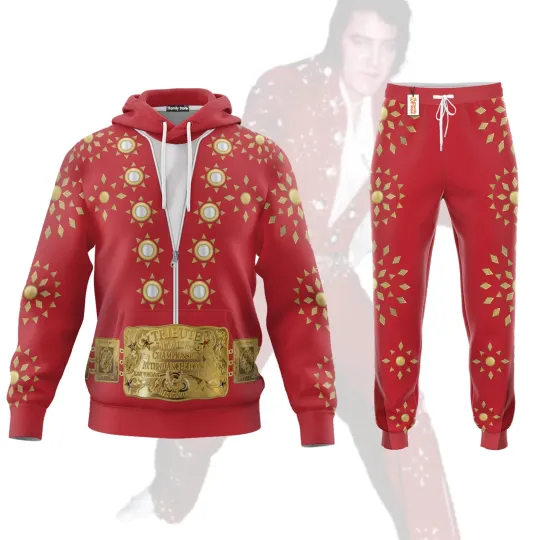 Discover Elvis Burning Love Costume Red - Costume Cosplay Hoodie Sweatpants