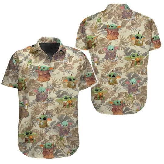 Discover Disney Star Wars Baby Yoda Tropical Aloha Retro Hawaiian Shirt