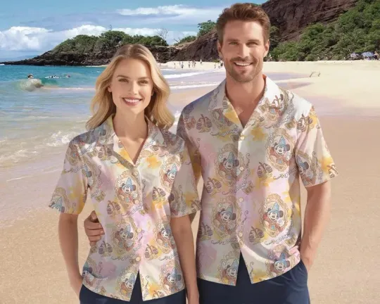 Discover Disney Mickey & Friends Sorcerer Mickey Pastel Watercolor Hawaiian Shirt