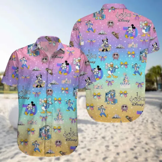 Discover Disney Mickey Mouse & Friends 70th Anniversary Platinum Hawaiian Shirt