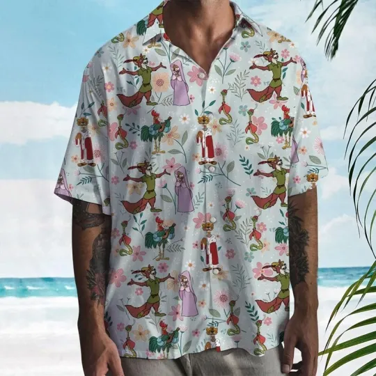 Discover Disney The Fox And The Hound Summer Beach Floral Hawaiian Shirt