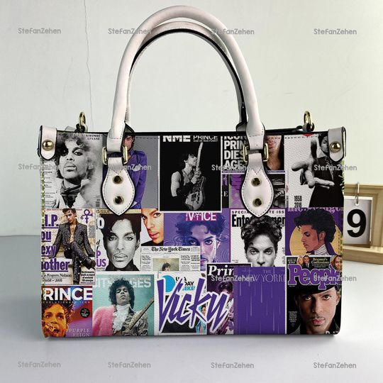 Discover Prince Pur Rain Women Leather Bag, Prince Women Purses, Prince Lover Handbag, Personalized Bag, Custom Leather Bag, Prince Fans Gifts