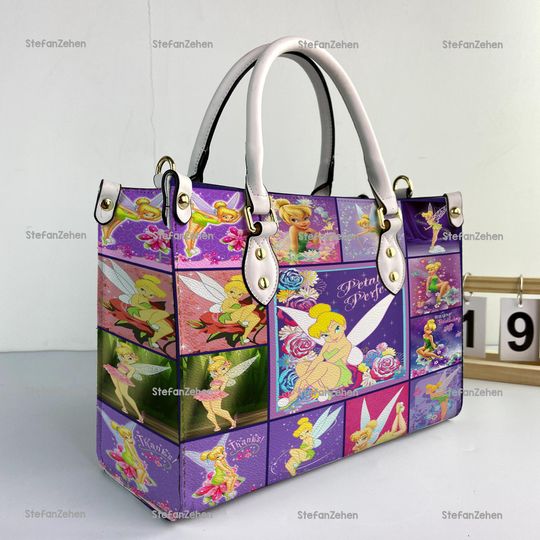 Tinker Bell Women Leather Bag, Tinker Bell Lover Handbag, Tinker Bell Handbag, Tinker Bell Lovers Gift