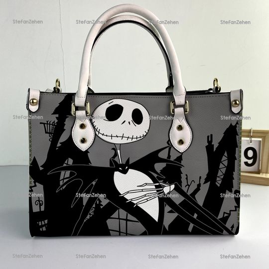 Discover The Nightmare Before Christmas Jack and Sally Women Leather Bag, Christmas Purse, Nightmare Lover Gift, Personalized Bag, Custom Leather Bag