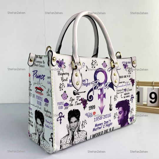 Discover Prince Pur Rain Women Leather Bag, Prince Women Purses, Prince Fans Gifts, Prince Lover Handbag, Personalized Bag, Custom Leather Bag