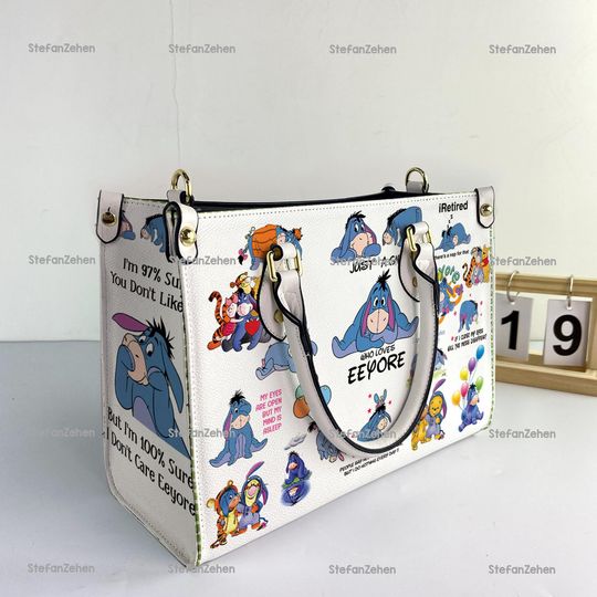 Personalized Eeyore Cartoon Women Leather Bag, Eeyore Women Purses, Eeyore Lover Handbag, Eeyore Gifts