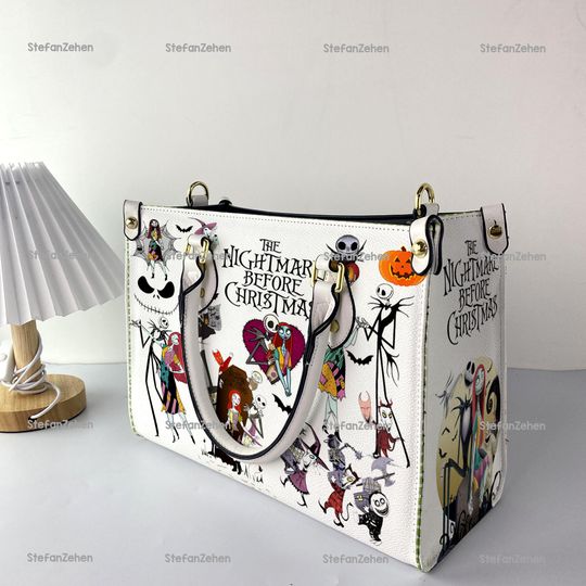 The Nightmare Before Christmas Women Leather Bag Purse, Jack and Sally Handbag, Nightmare Lover Gifts