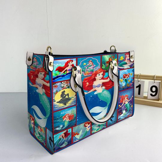 Discover The Little Mermaid Women Leather Bag, Mermaid Lover Handbag, Mermaid Handbag, Mermaid Lovers Gifts