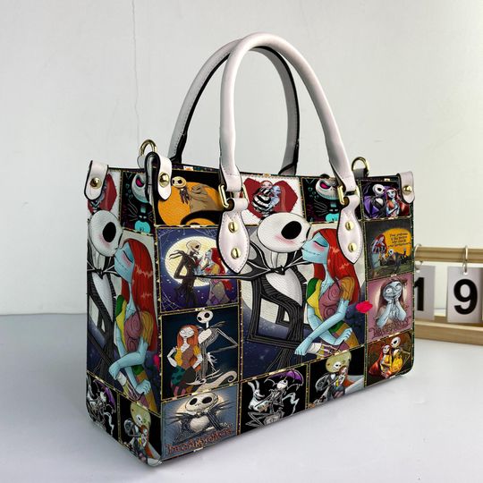 The Nightmare Before Christmas Women Leather Bag, Jack and Sally Handbag, Nightmare Lover Gifts
