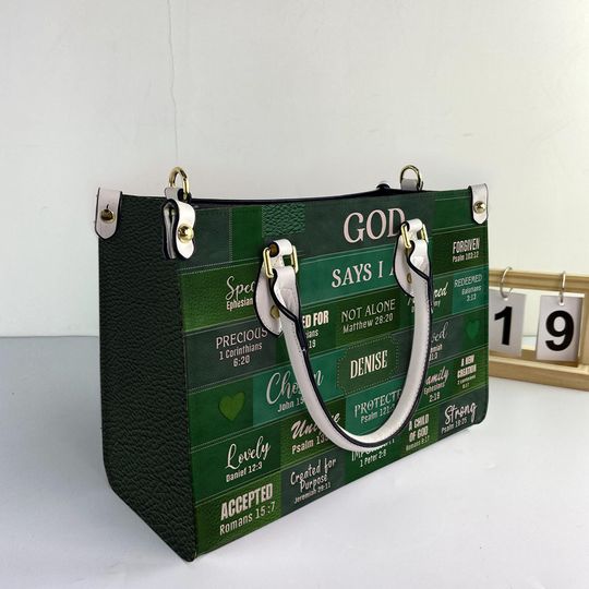 Personalized Jesus God Says I Am Women Leather Bag, Jesus Lover Handbag