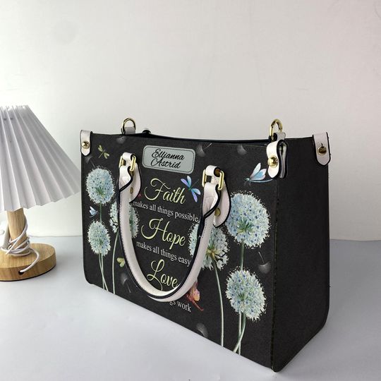 Discover Personalized Jesus Faith Hope Love Women Leather Bag, Jesus Lover Handbag