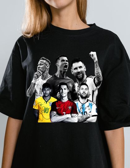 Ronaldo Messi Neymar Soccer Graphic T-Shirt Football Streetwear