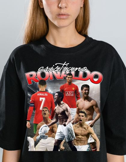 Discover Retro 90s Cristiano Ronaldo T-Shirt Design: Soccer Graphic (PNG Digital Download)