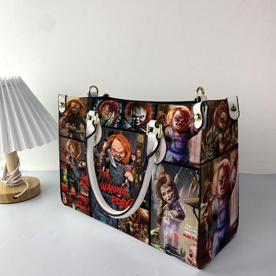 Discover Halloween Horror Movie Women Leather Bag, Horror Lover Handbag, Horror Handbag, Personalized Bag, Custom Leather Bag, Halloween Gifts