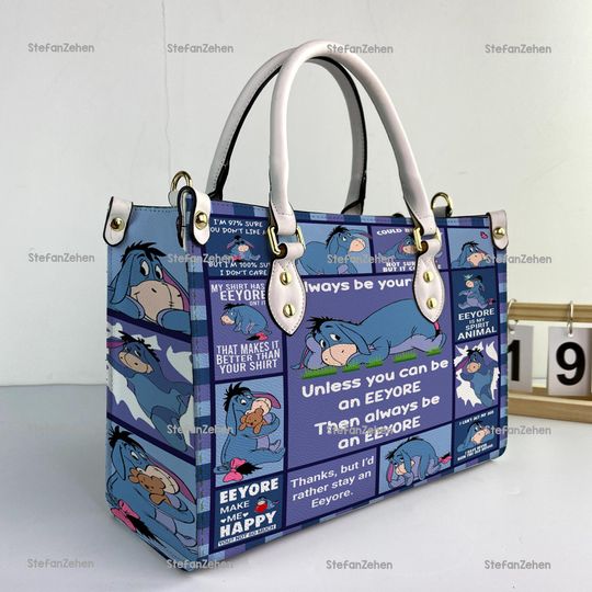 Discover Personalized Eeyore Women Leather Bag, Eeyore Women Purses, Eeyore Cartoon Lover Handbag, Eeyore Gifts, Personalized Bag, Custom Leather Bag