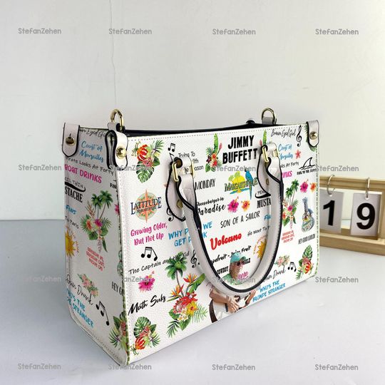 Discover Jimmy Buffet Music Women Leather Handbag, Jimmy Buffet Women Purses, Jimmy Buffet Lover's Handbag, Personalized Bag, Custom Leather Bag