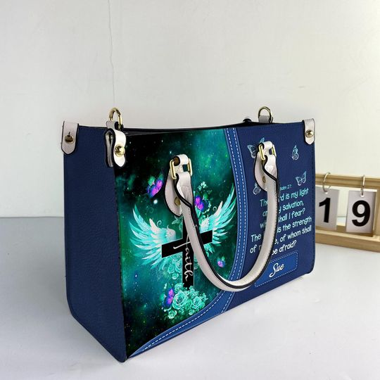 Jesus The Lord Is My Light Women Leather Bag, Christian Bag, Jesus Lover Handbag, Personalized Bag, Custom Leather Bag, God Gifts