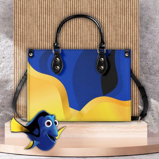 Discover Dory Inspired Upgraded Luxury Women's PU Leather Handbag,  Ladies Blue Tang Design Fashion Shoulder Bag, Disney's Dory Satchel