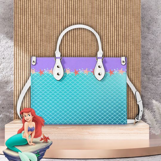 Discover Ariel Inspired Upgraded Luxury Women's PU Leather Handbag,  Ladies Ariel Fashion Shoulder Bag, Disney's Little Mermaid Purse