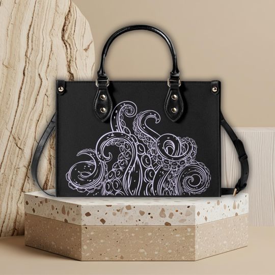Discover Ursula Inspired Upgraded Luxury Women's PU Leather Handbag, Black Ladies Sea Witch Shoulder Bag Disney Villain Fashion Hand Bag Ursula Purse