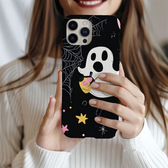Cute Ghost iPhone Case, Halloween Magnetic Tough Case, Fits iPhone 11-16, Ghost Phone Case, Spooky Halloween Accessories, Ghostly Phone