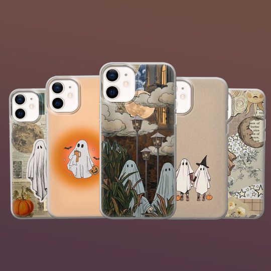 Discover Halloween Ghost Collage Phone Case Spooky Cover for iPhone 17, 16E, 15Pro, 14, 13, 12 Pixel 10, 9A, 9ProXL, 8A, 7A Samsung S25 S24Fe A56 A16
