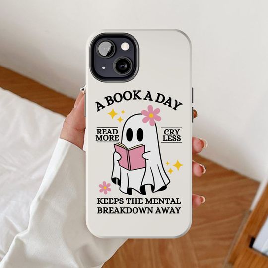 Discover Booktrovert phone case, A book a day keeps the mental breakdown away quote, Ghost bookish iPhone cases, Halloween book google pixel gifts