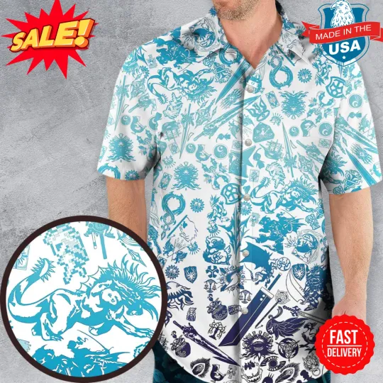 Discover New Blue Moggle Hawaiian Shirt Final Fantasy