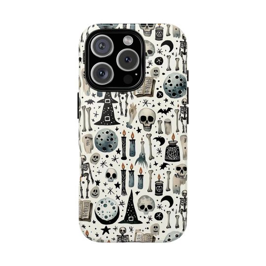 Discover Skeleton Phone Case - Spooky Gothic Halloween Cover for iPhone & Samsung