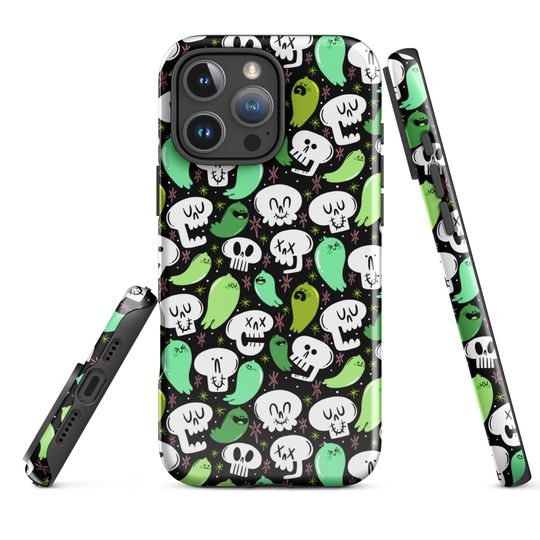 Ghosts & Skulls Tough Case for iPhone | Halloween Phone Case | Spooky Phone Case | Halloween Art | Halloween Protective Phone Case