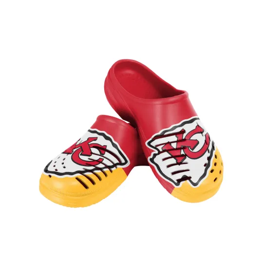 Discover FOCO football Men's Kansas City Chiefs 2023 Colorblock Big Logo Clogs