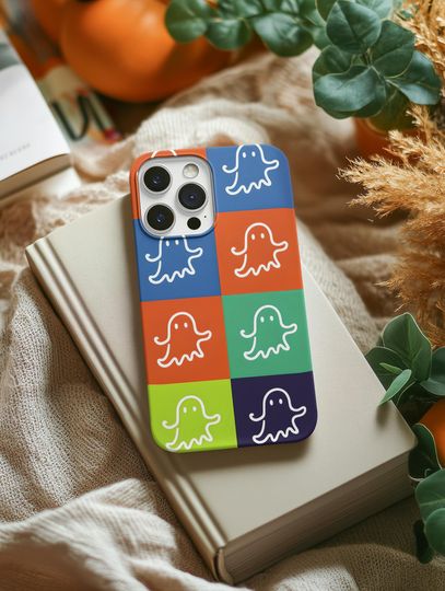 Discover Halloween Ghost Phone Case: Colorful Spooky Cover, iPhone & Galaxy