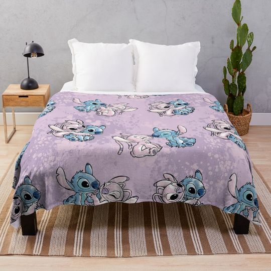 Discover Lilo & Stitch Angel Watercolor  Throw Blanket