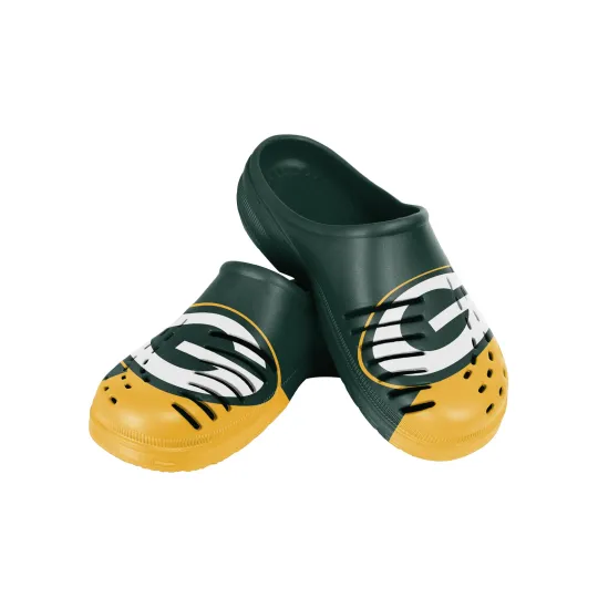 Discover FOCO football Men's Green Bay Packers 2023 Colorblock Big Logo Clogs