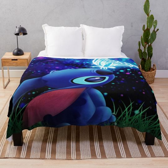 Lilo and Stitch Throw Blanket Cute Cozy Plush Bed Cover
