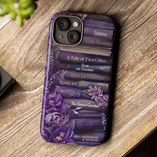 Discover Personalized Bookshelf Phone Case: Purple Book Lover Gift